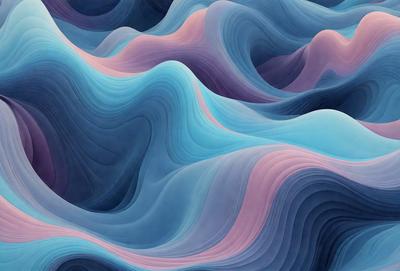 The primary subject of the image is a blue and purple ocean wave. The setting is a blue ocean with a purple and blue wave. The visual style is a digital art or illustration, creating a vibrant and colorful scene. The dominant colors are blue and purple, giving the image a calming and serene atmosphere.