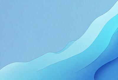 The primary subject of the image is a blue wave, which is the main focus of the scene. The setting is a blue background, which creates a serene and calming atmosphere. The visual style is a digital art or illustration, as the wave is depicted in a detailed and artistic manner. The dominant colors are blue and white, which contribute to the overall mood of the image.