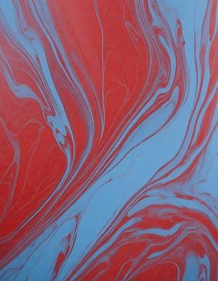 The primary subject of the image is a swirling, red and blue pattern. The setting is a red and blue background, which creates a visually striking contrast with the swirling pattern. The visual style of the image is a combination of digital art and illustration, as it appears to be a digital artwork with a hand-drawn feel. The dominant colors in the image are red and blue, creating a bold and vibrant atmosphere.