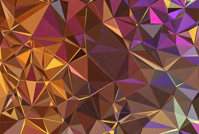 The primary subject of the image is a close-up of a colorful, geometric pattern. The setting is a purple and brown background, which adds to the visual style. The colors and mood of the image are vibrant and lively, with the purple and brown tones creating a warm and inviting atmosphere.