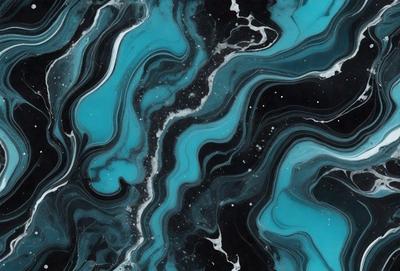 The primary subject of the image is a blue and black swirling pattern, which appears to be a painting or a digital artwork. The setting is a black and blue background, which complements the swirling pattern. The visual style is a mix of artistic and digital elements, creating a unique and captivating image. The dominant colors are blue and black, giving the image a bold and striking appearance.