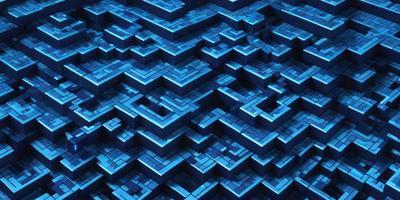 The primary subject of the image is a blue, geometric pattern. The setting is a blue background, and the visual style appears to be a digital art or illustration. The dominant colors are blue and black, creating a modern and sophisticated atmosphere.