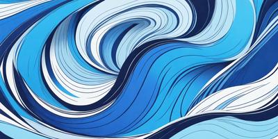 The primary subject of the image is a blue and white ocean wave. The setting is a blue background, which creates a vibrant and calming atmosphere. The visual style is a combination of digital art and illustration, giving the image a unique and artistic appearance. The dominant colors are blue and white, which evoke a sense of tranquility and beauty.