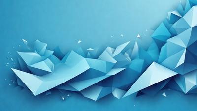 The primary subject of the image is a blue and white geometric pattern. The setting is a blue background, and the visual style is digital art. The dominant colors are blue and white, creating a calm and soothing atmosphere.