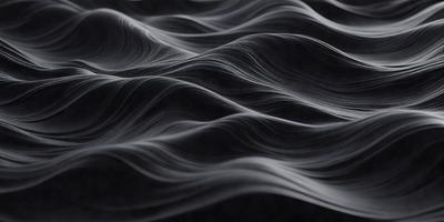 The primary subject of the image is a black and white wave pattern, which appears to be a digital art or illustration. The setting is a dark background, and the visual style gives the impression of a water surface. The dominant colors are black and white, creating a moody and dramatic atmosphere.