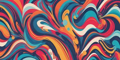 The primary subject of the image is a colorful, abstract design featuring a mix of blue, orange, and yellow colors. The setting is a patterned surface, possibly a wallpaper or a piece of artwork. The visual style appears to be a combination of digital art and illustration, creating a vibrant and dynamic appearance. The dominant colors and overall atmosphere of the image are energetic, lively, and visually engaging.