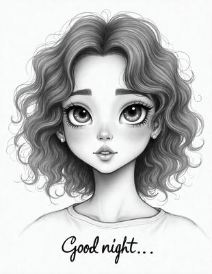 The image features a beautiful young woman with long, curly hair. She has a pouty lip and a pair of earrings. The woman is the primary subject of the image, and her features are the focus of the drawing. The setting is a white background, which provides a clean and simple backdrop for the artwork. The visual style is a digital illustration, which adds a touch of creativity and artistic flair to the image. The colors and mood of the image are warm and inviting, with the