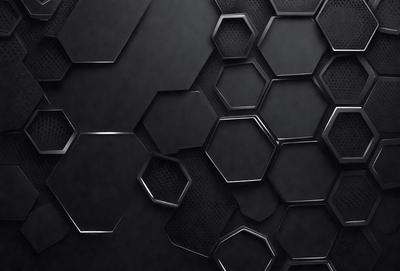 The primary subject of the image is a black and white patterned wall. The setting is a dark room with a black background. The visual style is a close-up of the patterned wall, which gives a sense of depth and texture. The colors and mood of the image are predominantly dark and moody, with the black and white pattern adding a sense of mystery and intrigue.