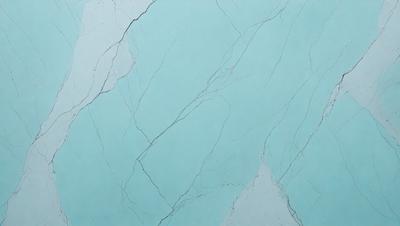 The primary subject of the image is a marble-like surface with a blue tint. The setting is a wall, and the visual style appears to be a combination of a photo and digital art. The colors and mood of the image are predominantly blue, creating a calm and serene atmosphere.