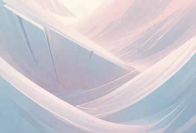 The primary subject of the image is a large, curved, and wavy structure made of paper. The setting is a white background, which provides a clean and minimalist appearance. The visual style is a combination of digital art and illustration, creating a unique and artistic representation of the paper structure. The colors and mood of the image are predominantly pink and white, giving it a soft and delicate feel.