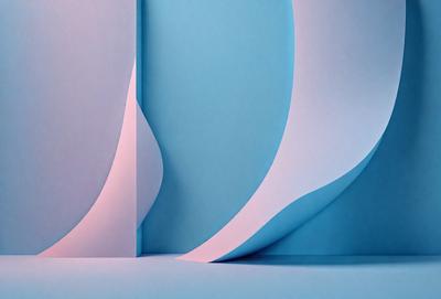 The image features a blue and pink paper cutout of a wave. The wave is the primary subject, and it is set against a blue background. The visual style of the image is a combination of photo and digital art, creating a unique and artistic representation of the wave. The colors and mood of the image are predominantly blue and pink, giving it a calm and serene atmosphere.
