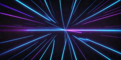 The primary subject of the image is a brightly colored, neon-lit tunnel. The setting is a dark background, which contrasts with the vibrant colors of the tunnel. The visual style is a digital art or illustration, creating a futuristic and dynamic atmosphere. The dominant colors are purple, blue, and pink, which contribute to the overall mood of the image.