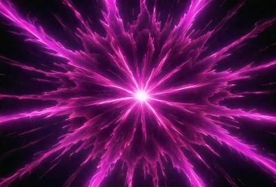 The primary subject of the image is a bright, pink, and purple light source, which appears to be a neon light or a light bulb. The light source is surrounded by a purple background, creating a visually striking scene. The visual style of the image is a close-up of the light source, emphasizing its vibrant colors and unique appearance. The colors and mood of the image are predominantly pink and purple, giving it a lively and energetic atmosphere.