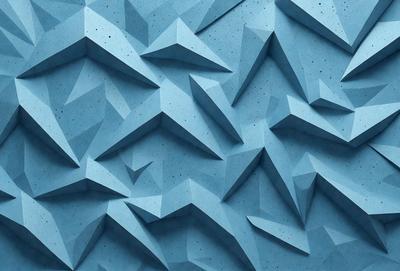 The primary subject of the image is a blue, geometric pattern. The setting is a blue wall with a pattern of triangles and squares. The visual style is a digital art or illustration, creating a unique and intricate design. The dominant colors are blue and white, giving the pattern a clean and modern appearance. The overall atmosphere is one of creativity and artistic expression.