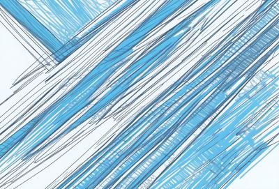 The primary subject of the image is a blue and white striped pattern. The setting is a white background, and the visual style is a digital art or illustration. The dominant colors are blue and white, creating a calm and soothing atmosphere.