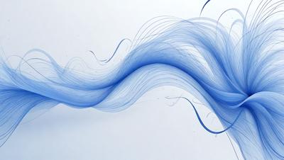 The primary subject of the image is a blue wave or water flow, which is the main focus of the scene. The setting is a white background, which provides a clean and minimalist appearance. The visual style is a combination of digital art and illustration, creating a dynamic and artistic representation of the blue wave. The dominant colors are blue and white, giving the image a calming and serene atmosphere.