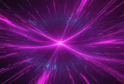 The primary subject of the image is a bright pink light, which appears to be a neon light or a lightning bolt. The light is surrounded by a purple background, creating a visually striking scene. The visual style of the image is a combination of a photo and digital art, as it captures the vibrant colors and dynamic lighting. The colors and mood of the image are predominantly pink and purple, giving it a lively and energetic atmosphere.