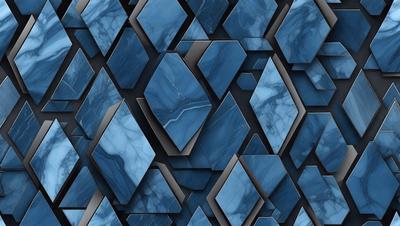 The primary subject of the image is a blue and black marble pattern. The setting is a black and white background, which contrasts with the blue and black marble pattern. The visual style is a combination of digital art and illustration, creating a unique and intricate design. The colors and mood of the image are predominantly black and blue, giving it a modern and sophisticated appearance.