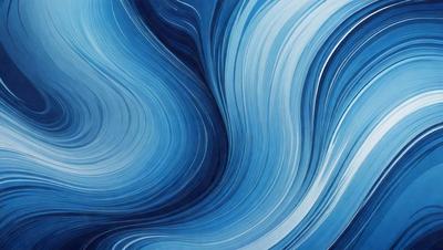 The primary subject of the image is a blue and white ocean wave. The setting is the ocean, with the wave being the main focus of the image. The visual style is a digital art or illustration, as the wave is depicted in a detailed and artistic manner. The dominant colors are blue and white, creating a serene and calming atmosphere.