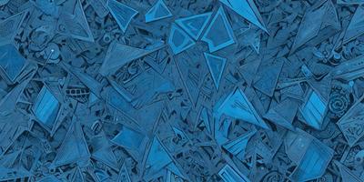 The primary subject of the image is a blue background with a variety of geometric shapes and patterns. The setting is a blue background, and the visual style is a combination of digital art and illustration. The dominant colors are blue and black, creating a calm and soothing atmosphere.
