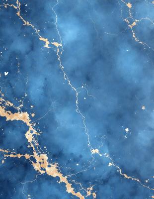 The primary subject of the image is a blue marble wall with a pattern of white stars. The setting is a blue background, and the visual style appears to be a combination of a photo and digital art. The dominant colors are blue and white, creating a calm and serene atmosphere.