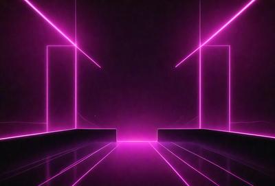 The primary subject of the image is a pink room with a purple floor. The setting is a dark room with a purple glow, creating a unique and visually striking atmosphere. The visual style of the image is a combination of digital art and illustration, with the pink and purple colors dominating the scene. The overall mood of the image is one of mystery and intrigue, as the viewer is drawn into the room with its unusual and captivating lighting.