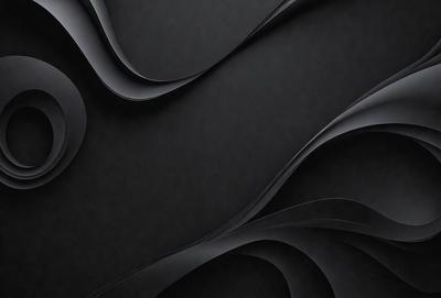 The primary subject of the image is a black and white photo of a curved, flowing design. The setting is a black background, which emphasizes the flowing design. The visual style is a black and white photo, giving it a classic and timeless appearance. The colors and mood of the image are predominantly black and white, creating a sense of elegance and sophistication.