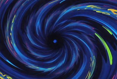 The primary subject of the image is a spiral or vortex, which is a central element in the scene. The spiral is surrounded by a blue background, giving it a vibrant and dynamic appearance. The visual style of the image is a combination of digital art and illustration, creating a unique and captivating design. The colors and mood of the image are predominantly blue, with some yellow accents, giving it a calming and serene atmosphere.