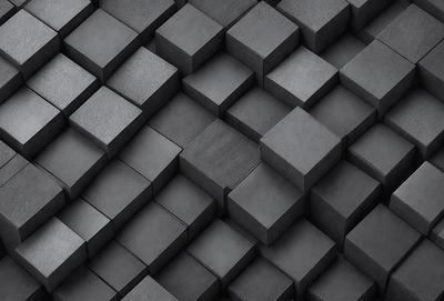 The primary subject of the image is a black and white pattern of square blocks. The setting is a black background, which creates a striking contrast with the pattern. The visual style is a combination of a photo and digital art, as the pattern appears to be a digital creation. The colors and mood of the image are predominantly black and white, giving it a classic and timeless appearance.