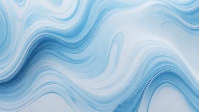 The primary subject of the image is a large, blue, swirling wave. The setting is a white wall, which serves as the background. The visual style is a digital art or illustration, as the wave appears to be a part of a larger design or pattern. The dominant colors are blue and white, creating a sense of movement and energy.