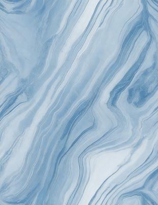 The primary subject of the image is a blue and white marbled tile. The setting is a bathroom, as indicated by the presence of the marbled tile. The visual style is a close-up of the tile, showcasing its intricate design. The dominant colors are blue and white, creating a calm and soothing atmosphere.