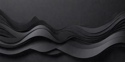 The primary subject of the image is a black and white artwork featuring a wave-like pattern. The setting is a dark background, which contrasts with the artwork, creating a striking visual effect. The visual style appears to be a combination of digital art and illustration, as it showcases a complex and intricate design. The colors and mood of the image are predominantly black and white, giving it a modern and minimalist appearance.
