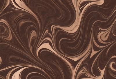 The primary subject of the image is a close-up of a wooden surface with a swirling pattern. The setting is a wooden table, and the visual style appears to be a combination of a photo and a digital art or illustration. The dominant colors are brown and black, creating a rich and textured atmosphere.