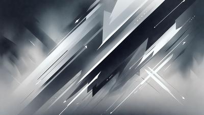 The primary subject of the image is a large, abstract, and colorful painting. The painting features a mix of black, white, and gray tones, creating a visually striking and dynamic composition. The setting is a dark background, which contrasts with the vibrant colors and patterns of the painting. The visual style of the image is a combination of digital art and illustration, showcasing the artist's creativity and skill in creating a unique and engaging piece of art. The overall atmosphere of the painting is energet