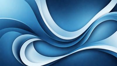 The primary subject of the image is a blue and white ocean wave. The setting is a blue background, which creates a serene and calming atmosphere. The visual style is a digital art or illustration, as the wave is depicted in a detailed and artistic manner. The dominant colors are blue and white, which evoke a sense of tranquility and beauty.