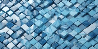 The primary subject of the image is a blue and white patterned wall, which appears to be made of tiles. The setting is a room with a blue and white checkered pattern on the wall. The visual style is a digital art or illustration, as the pattern is intricate and well-defined. The dominant colors are blue and white, creating a calm and soothing atmosphere.