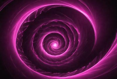 The primary subject of the image is a spiral pattern, which is the main object, scene, or focus of the image. The spiral pattern is set against a purple background, creating a visually striking and unique visual style. The colors and mood of the image are predominantly purple, giving it a vibrant and artistic appearance.