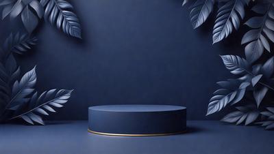 The primary subject of the image is a blue table with a gold trim. The table is placed against a blue background, which creates a striking contrast. The visual style of the image is a photo, capturing the details of the table and its surroundings. The colors and mood of the image are predominantly blue, with the gold trim adding a touch of warmth and sophistication.