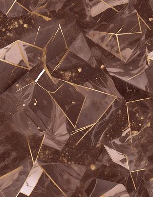 The primary subject of the image is a patterned surface, which appears to be a marble or stone material. The setting is a room with a brown and gold color scheme. The visual style is a combination of digital art and illustration, creating a unique and intricate design. The colors and mood of the image are warm and inviting, with the gold and brown tones adding a sense of luxury and sophistication.