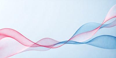 The primary subject of the image is a red and blue wave-like pattern. The setting is a blue background, and the visual style appears to be a digital art or illustration. The dominant colors are red and blue, creating a vibrant and energetic atmosphere.