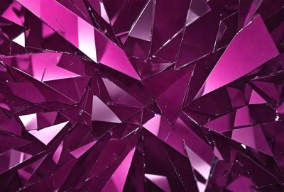 The primary subject of the image is a close-up of a purple glass surface. The setting is a dark room, and the visual style appears to be a combination of a photo and digital art. The dominant colors are purple and pink, creating a moody and artistic atmosphere.