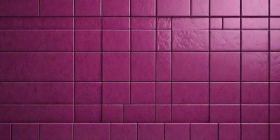 The primary subject of the image is a purple tiled wall. The setting is a room with a purple tiled wall, which is the main object of the image. The visual style is a close-up of the tiled wall, showcasing the purple color and texture. The colors and mood of the image are predominantly purple, creating a calm and soothing atmosphere.