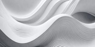 The primary subject of the image is a large, curved, and wavy white structure. The setting is a white background, which creates a clean and minimalist appearance. The visual style is a combination of digital art and illustration, as the structure appears to be a digital creation. The colors and mood of the image are predominantly white, giving it a clean and modern feel.