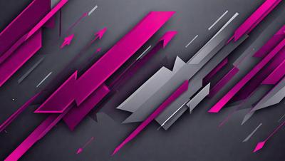 The primary subject of the image is a colorful, geometric design featuring pink and grey tones. The setting is a dark background, which contrasts with the vibrant colors of the design. The visual style appears to be a combination of digital art and illustration, creating a unique and eye-catching pattern. The overall atmosphere is energetic and dynamic, with the design's bold lines and colors evoking a sense of movement and creativity.