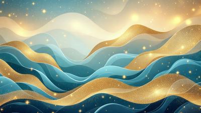 The primary subject of the image is a blue and gold swirl pattern, which is the main object, scene, or focus of the image. The setting or background features a blue and gold swirl pattern, which creates a visually appealing and cohesive environment. The visual style of the image is digital art, as it is a digital illustration of a swirl pattern. The dominant colors in the image are blue and gold, which contribute to a calming and serene atmosphere.
