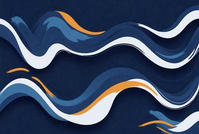 The primary subject of the image is a blue and white wave, which is the main focus of the scene. The setting is a dark blue background, creating a contrasting effect with the wave. The visual style of the image is a combination of digital art and illustration, giving it a unique and artistic appearance. The dominant colors in the image are blue and white, creating a calm and serene atmosphere.