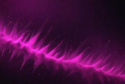 The primary subject of the image is a purple, pink, and white nebula. The setting is a dark, starry sky, and the visual style is a digital art or illustration. The dominant colors and overall atmosphere are vibrant and lively, with the purple and pink hues creating a sense of depth and beauty.