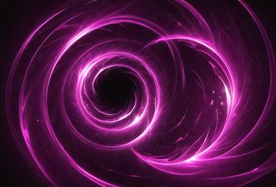 The primary subject of the image is a purple spiral, which appears to be a swirling pattern or a vortex. The setting is a dark background, which contrasts with the bright purple color of the spiral. The visual style of the image is a combination of digital art and illustration, creating a unique and eye-catching design. The colors and mood of the image are predominantly purple, giving it a mysterious and captivating atmosphere.