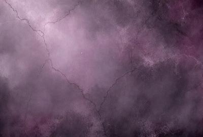 The primary subject of the image is a purple wall with a crack in it. The setting is a room with a purple background. The visual style is a digital art or illustration, creating a unique and artistic atmosphere. The dominant colors are purple and grey, giving the image a moody and dramatic feel.