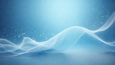 The primary subject of the image is a blue wave or ripple, which appears to be a digital art or illustration. The setting is a blue background, and the visual style is a combination of digital art and illustration. The dominant colors are blue and white, creating a calm and serene atmosphere.